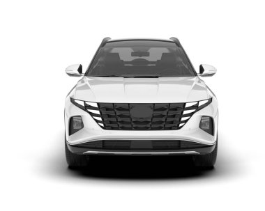 Beyaz SUV beyaz arka planda izole edilmiş. 3d görüntüleme - illüstrasyon