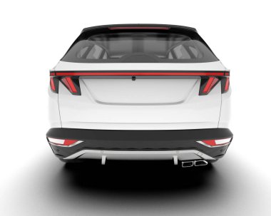 Beyaz SUV beyaz arka planda izole edilmiş. 3d görüntüleme - illüstrasyon