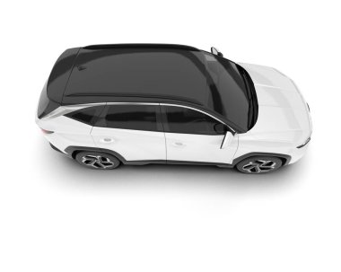 Beyaz SUV beyaz arka planda izole edilmiş. 3d görüntüleme - illüstrasyon