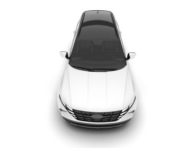 Beyaz SUV beyaz arka planda izole edilmiş. 3d görüntüleme - illüstrasyon