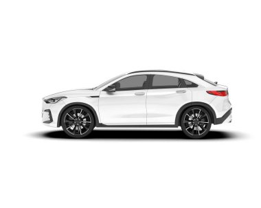 Beyaz SUV beyaz arka planda izole edilmiş. 3d görüntüleme - illüstrasyon