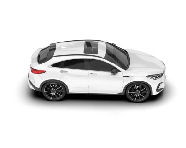 Beyaz SUV beyaz arka planda izole edilmiş. 3d görüntüleme - illüstrasyon