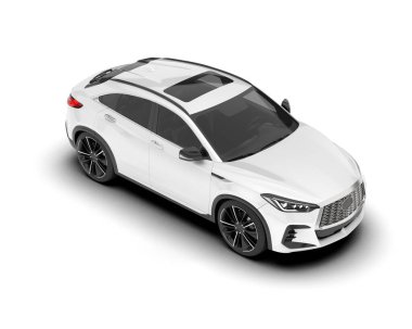 Beyaz SUV beyaz arka planda izole edilmiş. 3d görüntüleme - illüstrasyon