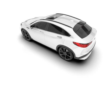 Beyaz SUV beyaz arka planda izole edilmiş. 3d görüntüleme - illüstrasyon