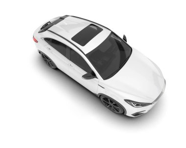 Beyaz SUV beyaz arka planda izole edilmiş. 3d görüntüleme - illüstrasyon