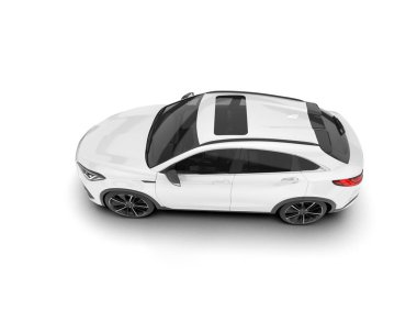 Beyaz SUV beyaz arka planda izole edilmiş. 3d görüntüleme - illüstrasyon