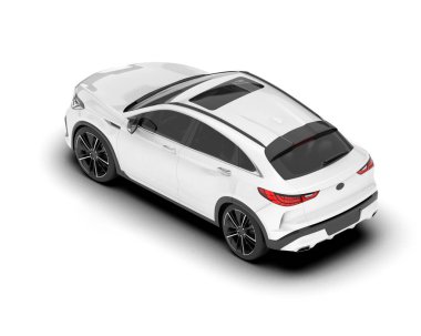 Beyaz SUV beyaz arka planda izole edilmiş. 3d görüntüleme - illüstrasyon