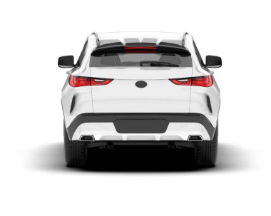 Beyaz SUV beyaz arka planda izole edilmiş. 3d görüntüleme - illüstrasyon
