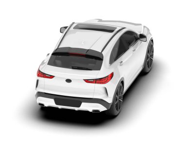 Beyaz SUV beyaz arka planda izole edilmiş. 3d görüntüleme - illüstrasyon