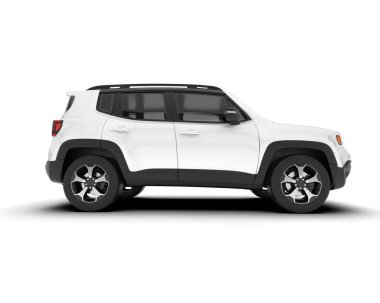 Beyaz SUV beyaz arka planda izole edilmiş. 3d görüntüleme - illüstrasyon