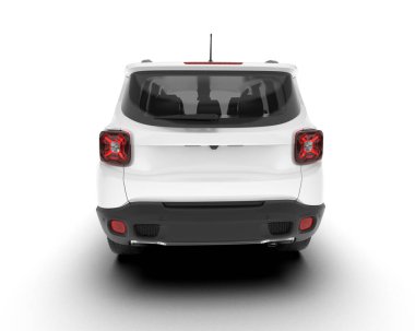 Beyaz SUV beyaz arka planda izole edilmiş. 3d görüntüleme - illüstrasyon