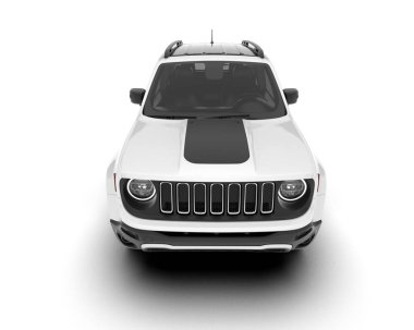 Beyaz SUV beyaz arka planda izole edilmiş. 3d görüntüleme - illüstrasyon