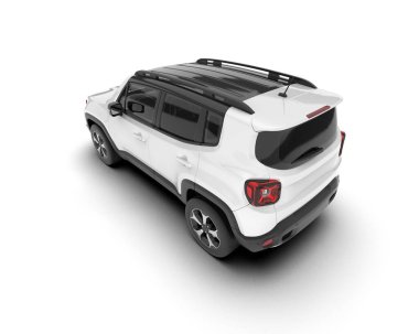Beyaz SUV beyaz arka planda izole edilmiş. 3d görüntüleme - illüstrasyon