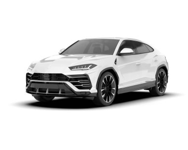 Beyaz SUV beyaz arka planda izole edilmiş. 3d görüntüleme - illüstrasyon