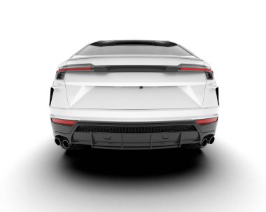 Beyaz SUV beyaz arka planda izole edilmiş. 3d görüntüleme - illüstrasyon