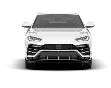 Beyaz SUV arka planda izole edildi. 3d görüntüleme - illüstrasyon