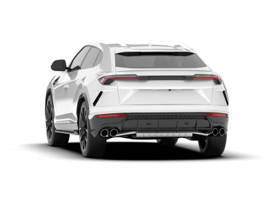 Beyaz SUV arka planda izole edildi. 3d görüntüleme - illüstrasyon