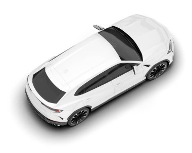 Beyaz SUV arka planda izole edildi. 3d görüntüleme - illüstrasyon