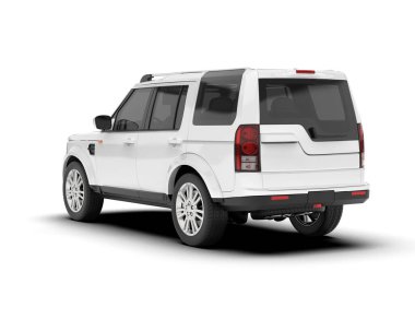 Beyaz SUV arka planda izole edildi. 3d görüntüleme - illüstrasyon