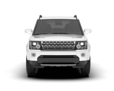 Beyaz SUV arka planda izole edildi. 3d görüntüleme - illüstrasyon