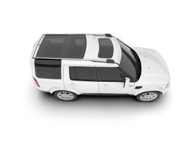 Beyaz SUV arka planda izole edildi. 3d görüntüleme - illüstrasyon