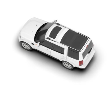Beyaz SUV arka planda izole edildi. 3d görüntüleme - illüstrasyon