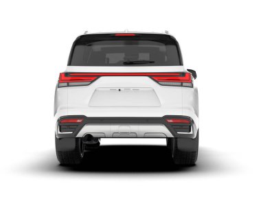 Beyaz SUV arka planda izole edildi. 3d görüntüleme - illüstrasyon
