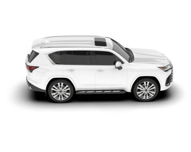 Beyaz SUV arka planda izole edildi. 3d görüntüleme - illüstrasyon