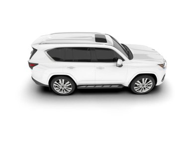 Beyaz SUV arka planda izole edildi. 3d görüntüleme - illüstrasyon