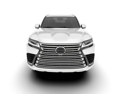 Beyaz SUV arka planda izole edildi. 3d görüntüleme - illüstrasyon
