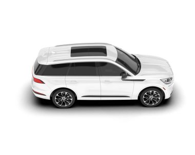 Beyaz SUV arka planda izole edildi. 3d görüntüleme - illüstrasyon