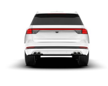 Beyaz SUV arka planda izole edildi. 3d görüntüleme - illüstrasyon