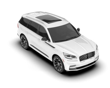 Beyaz SUV arka planda izole edildi. 3d görüntüleme - illüstrasyon
