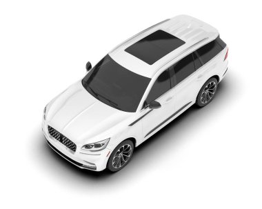 Beyaz SUV arka planda izole edildi. 3d görüntüleme - illüstrasyon