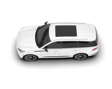 Beyaz SUV arka planda izole edildi. 3d görüntüleme - illüstrasyon