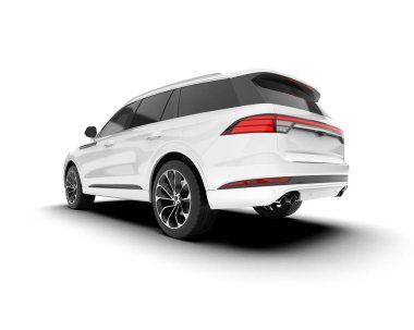 Beyaz SUV arka planda izole edildi. 3d görüntüleme - illüstrasyon