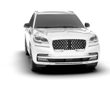 Beyaz SUV arka planda izole edildi. 3d görüntüleme - illüstrasyon