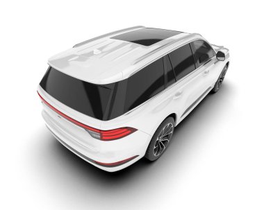 Beyaz SUV arka planda izole edildi. 3d görüntüleme - illüstrasyon