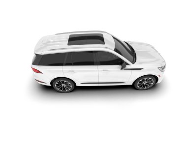 Beyaz SUV arka planda izole edildi. 3d görüntüleme - illüstrasyon