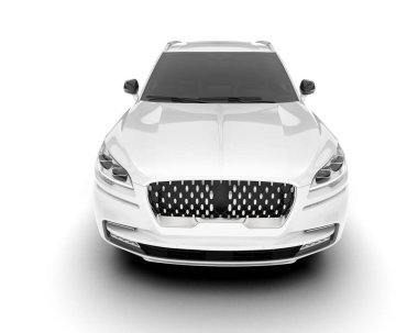 Beyaz SUV arka planda izole edildi. 3d görüntüleme - illüstrasyon