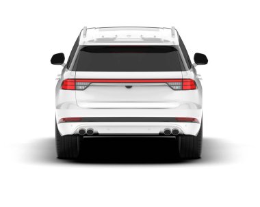 Beyaz SUV arka planda izole edildi. 3d görüntüleme - illüstrasyon