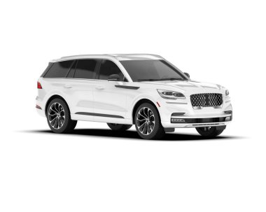 Beyaz SUV arka planda izole edildi. 3d görüntüleme - illüstrasyon