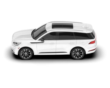 Beyaz SUV arka planda izole edildi. 3d görüntüleme - illüstrasyon