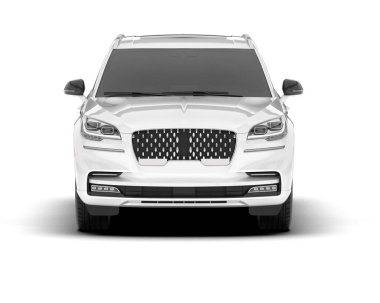 Beyaz SUV arka planda izole edildi. 3d görüntüleme - illüstrasyon