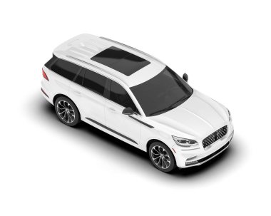 Beyaz SUV arka planda izole edildi. 3d görüntüleme - illüstrasyon
