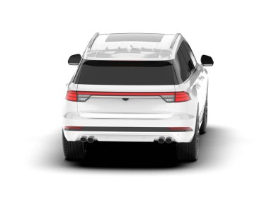 Beyaz SUV arka planda izole edildi. 3d görüntüleme - illüstrasyon