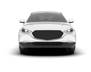Beyaz SUV arka planda izole edildi. 3d görüntüleme - illüstrasyon