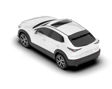 Beyaz SUV arka planda izole edildi. 3d görüntüleme - illüstrasyon