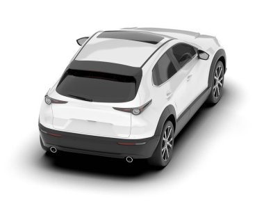 Beyaz SUV arka planda izole edildi. 3d görüntüleme - illüstrasyon