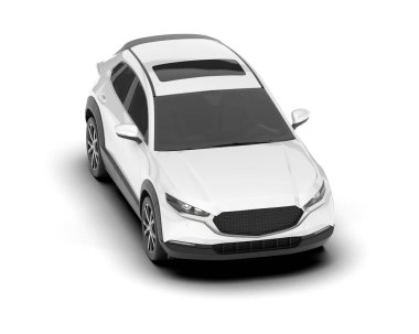 Beyaz SUV arka planda izole edildi. 3d görüntüleme - illüstrasyon